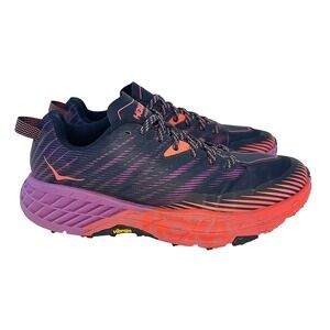 HOKA‎ ONE ONE Speedgoat 4 Women's Running Shoes • 10 • navy, purple, coral pink